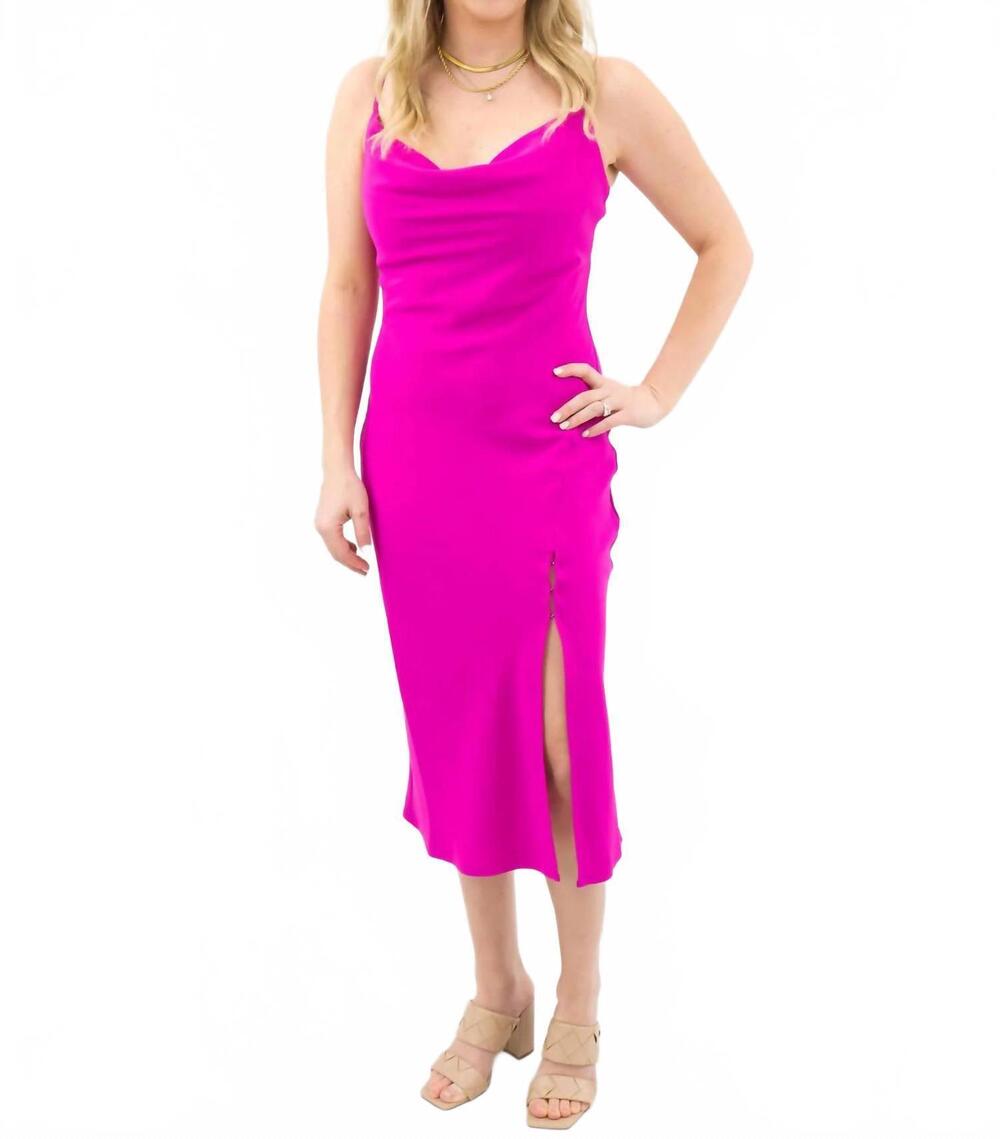 NEW TCEC sleek bright cowl neck slip dress in magenta